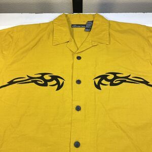 y2k NO BOUNDARIES BUTTON FRONT BOWLING SHIRT Mens L 1990s Y2K VINTAGE